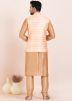 Golden Men Kurta Pajama With Woven Nehru Jacket
