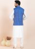 White Kurta Pajama With Woven Nehru Jacket
