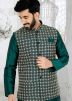 Green Embroidered Kurta Pajama With Nehru Jacket
