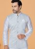 White Embroidered Kurta Pajama With Nehru Jacket