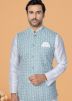 White Men Kurta Pajama With Nehru Jacket