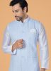 White Embroidered Men Kurta Pajama  With Nehru Jacket