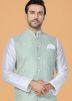 White Men Kurta Pajama With Nehru Jacket