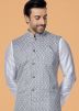 White Kurta Pajama With Embroidered Nehru Jacket