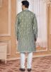 Green Embroidered Art Silk Kurta Pajama