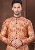 Peach Woven Kurta Pajama In Jacquard