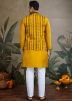Yellow Kurta Wih Embroidered Nehru Jacket In Viscose