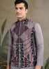 Grey Kurta Wih Embroidered Viscose Nehru Jacket