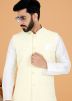 White Men Kurta Pajama With Nehru Jacket