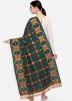 Thread Embroidered Green Dupatta In Cotton