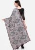 Thread Embellished Cotton Dupatta In Grey