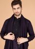 Purple Embroidered Kurta With Stole