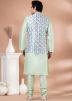 Green Kurta Pajama With Printed Nehru Jacket