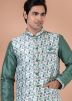 Green Printed Kurta Pajama With Nehhru Jacket