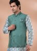 Multicolor Printed Kurta Pajama With Nehru Jacket