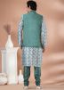 Multicolor Printed Kurta Pajama With Nehru Jacket