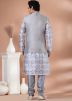 Multicolor Printed Kurta Pajama With Nehru Jacket
