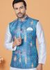 White Men Kurta Pajama With Nehru Jacket