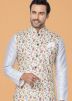 White Kurta Pajama With Embroidered Nehru Jacket