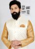 Brown Kurta Pajama With Printed Nehru Jacket