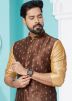 Brown Kurta Pajama Set With Nehru Jacket