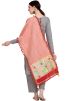Peach Casual Embroidered Dupatta In Cotton
