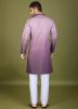 Readymade Shaded Purple Embroidered Men Kurta