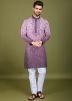 Readymade Shaded Purple Embroidered Men Kurta