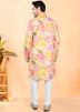 Multicolored Floral Print Kurta Pajama Set