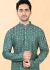 Green Embroidered Men Kurta Pajama Set