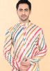 Cream Printed Men Kurta Pajama Set