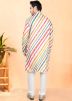 Cream Printed Men Kurta Pajama Set