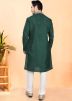 Green Art Silk Men Kurta With Pajama