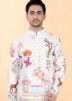 White Printed Men Kurta Pajama Set