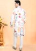 White Printed Men Kurta Pajama Set