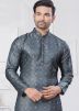 Grey Woven Kurta Pajama In Jacquard