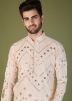 Peach Embroidered Men Kurta