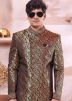 Readymade Black Men Zari Woven Sherwani Set