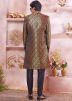 Readymade Black Men Zari Woven Sherwani Set
