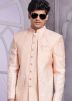 Readymade Peach Embellished Indo Western Sherwani Set