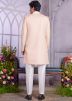 Readymade Peach Embellished Indo Western Sherwani Set