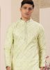 Green Embroidered Men Kurta Pajama
