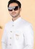 White Embroidered Men Indo Western Sherwani