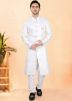 White Embroidered Men Indo Western Sherwani