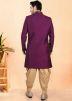 Purple Woven Dhoti With Sherwani