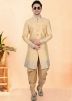 Golden Embroidered Dhoti With Sherwani