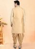 Golden Woven Dhoti With Sherwani In Jacket Style