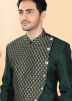 Black Woven Dhoti With Sherwani In Silk