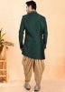 Black Woven Dhoti With Sherwani In Silk
