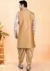 Golden Woven Dhoti With Sherwani In Jacket Style